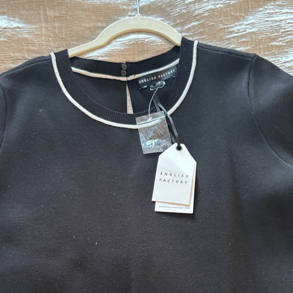 English Factory Black dress with White Accents